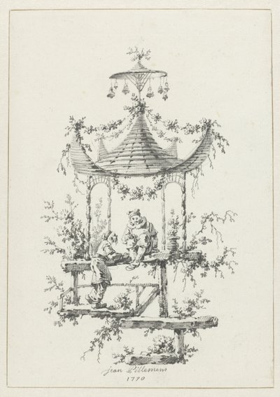 تكوين زخرفي بأسلوب صيني تصميمات زخرفية على الطراز الصيني لـ Deuxième Cahier de six Baraques Chinoises (عنوان السلسلة) بواسطة جان بابتيست بيلمينت
