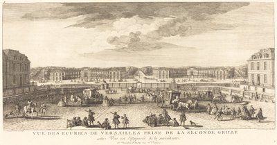 منظر لإسطبلات فرساي مأخوذة من البوابة الثانية بواسطة Jean Baptiste Rigaud