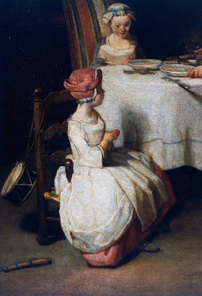 Le Benedicite, c.1740, detail (oil on canvas) بواسطة جان بابتيست سيميون شاردان