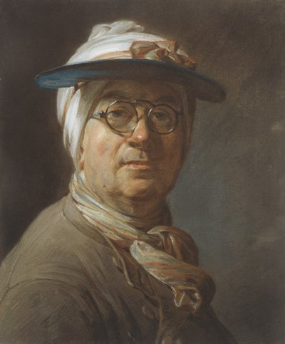 صورة شخصية مع حاجب ، ج .1776 (باستيل على ورق ، مثبت على قماش) بواسطة جان بابتيست سيميون شاردان