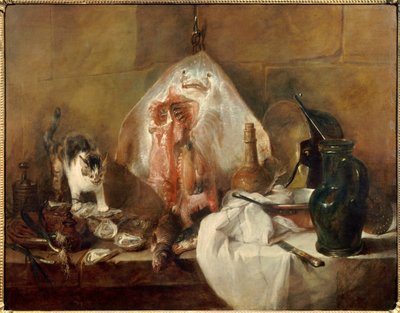 الزلاجة الساكنة للأسماك والمحار والإبريق. رسم جان بابتيست سيميون شاردان (1699-1779) 1727 صن. 1،14 x 1،46 م باريس. متحف اللوفر بواسطة جان بابتيست سيميون شاردان