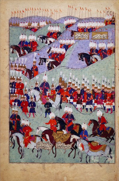 جنازة السلطان سليمان العظيم ، تاريخ السلطان سليمان ، اسطنبول ، تركيا ، 1579 (حبر ولون على ورق) بواسطة جان بابتيست فانمور