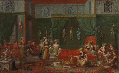 غرفة الاستلقاء لامرأة تركية مميزة ، 1720-1737 (زيت على قماش) بواسطة جان بابتيست فانمور