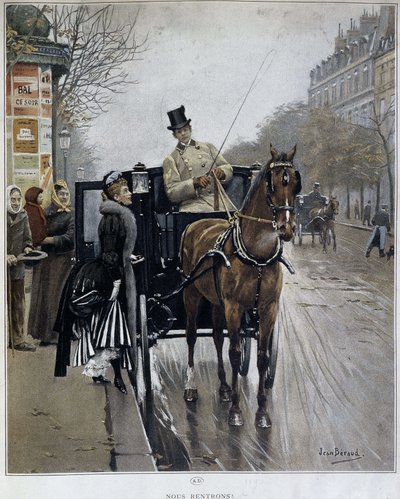 Elegant woman in a carriage in Paris: “We returnees” - illustration by Jean BERAUD (1849 - 1935), late 19th century. بواسطة جان بيرود