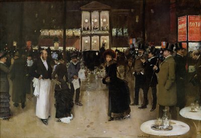 Boulevard Montmartre في الليل ، أمام Théâtre des Variétés ، حوالي عام 1885. بواسطة جان بيرود