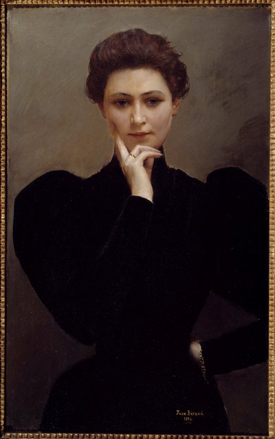 تأمل شابة متأمل ترتدي أزياء Belle Epoque. رسم جان بيرود بواسطة جان بيرود