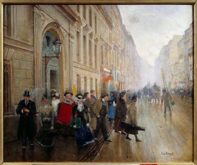 الخروج من الحديقة الشتوية في شارع دو فاوبورج فيشونيير. رسم جان بيرود (1849-1935) القرن التاسع عشر. خافت. 0،46 × 0،55 م. باريس ، متحف كارنافاليت بواسطة جان بيرود