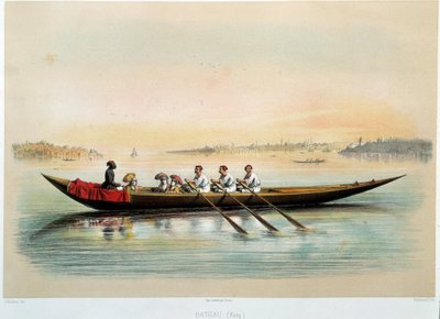 الإمبراطورية العثمانية "" قارب في القسطنطينية "" لوحة مائية لجان برينديزي (1826-1888) بواسطة جان برينديزي