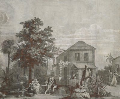Family Time ، لوحة خلفية من سلسلة "Paul et Virginie" ، بواسطة Dufour & Cie ، حوالي 1823 بواسطة جان بروك