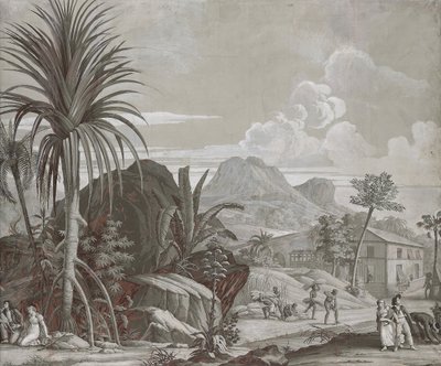 ترك للنزهة ، لوحة ورق حائط من سلسلة "Paul et Virginie" ، من تأليف Dufour & Cie ، حوالي عام 1823 بواسطة جان بروك
