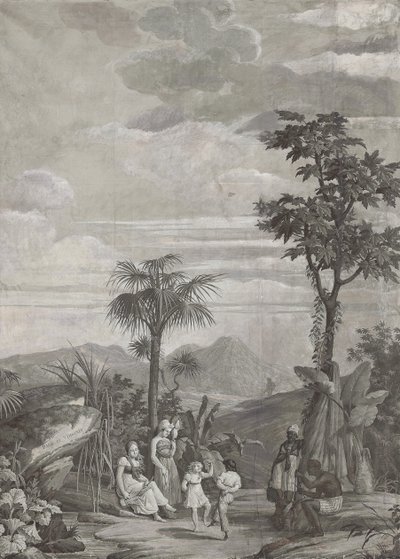 رقصة الأطفال ، لوحة خلفية من سلسلة "Paul et Virginie" ، من تأليف Dufour & Cie ، حوالي 1823 بواسطة جان بروك