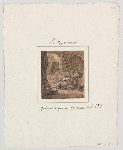 تصميم لوحة بورسلين مطلية ، Le Capricorne (برج الجدي) من Le Zodiac Travesti (The Farcical Zodiac) Service بواسطة جان تشارلز Develly