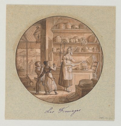 تصميم طبق بورسلين مطلي ، Les Fromages (الجبن) لخدمة Objets de Dessert (خدمة حلويات) بواسطة جان تشارلز Develly