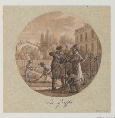 تصميم طبق خزفي مطلي ، Les Greffes (Grafts) من Service de la Culture des Fleurs (خدمة زراعة الزهور) بواسطة جان تشارلز Develly