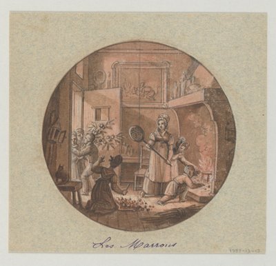 تصميم طبق بورسلين مطلي ، Les Marrons (Chestnuts) لخدمة Objets de Dessert (خدمة حلويات) بواسطة جان تشارلز Develly