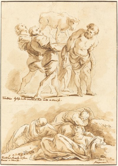 عبادة العجل الذهبي والمسيح على جبل الزيتون بواسطة جان كلود ريتشارد دي سان نون بعد جان أونوريه Fragonard بعد جاكوبو تينتوريتو