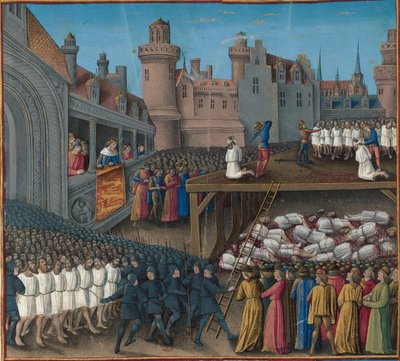 مذبحة الأسرى المسلمون ، بأمر من الملك ريتشارد قلب الأسد ، 1191 ، 1474-1475. بواسطة جان كولوم