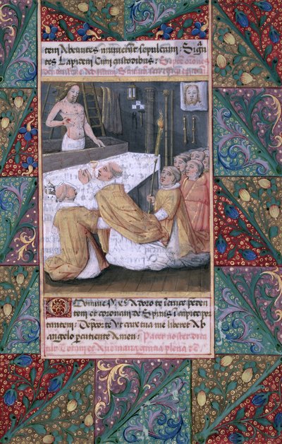 السيدة لات. QvI126 f.112 الإفخارستيا ، من "كتاب ساعات لويس دورليانز" ، ١٤٦٩ بواسطة جان كولوم
