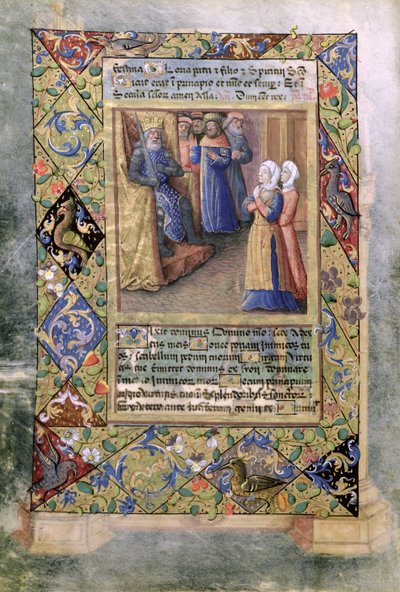 السيدة لات. QvI126 f.36v حكمة سليمان ، من "كتاب ساعات لويس دورليانز" ، ١٤٩٠ بواسطة جان كولوم