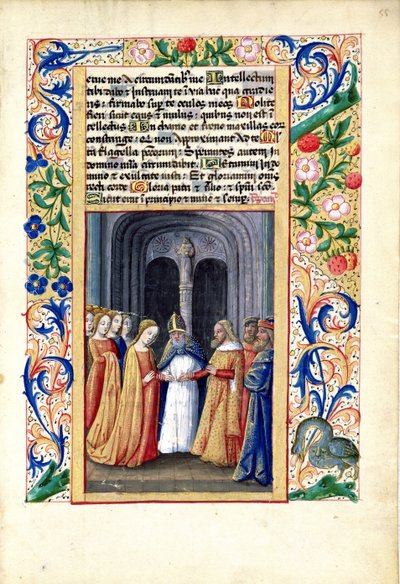 السيدة لات. QvI126 f.55 زواج ميكال من ديفيد ، من "كتاب ساعات لويس دورليانز" ، ١٤٦٩ بواسطة جان كولوم