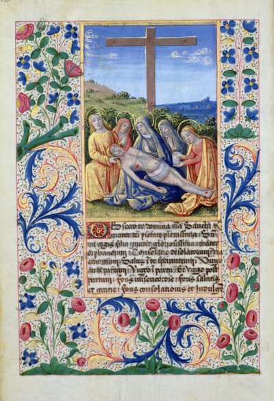 السيدة لات. QvI126 f.91v الرثاء ، من كتاب ساعات لويس دورليانز ، ١٤٦٩ بواسطة جان كولوم