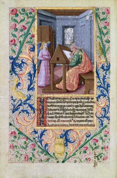 السيدة لات. QvI126 f.97v سانت ماثيو ، من كتاب ساعات لويس دورليانز ، 1469 بواسطة جان كولوم