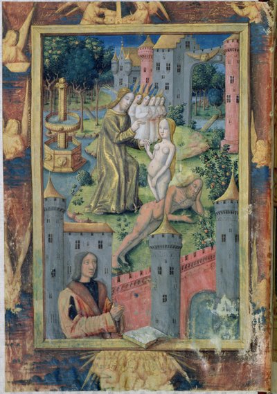 السيدة لات. QvI126 fol.11 إنشاء حواء من كتاب ساعات لويس في أورليانز ، 1490 بواسطة جان كولوم