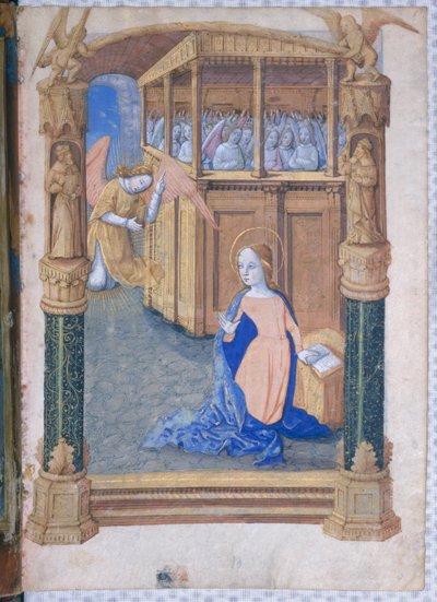 السيدة لات. QvI126 fol.12v البشارة ، من "كتاب ساعات لويس دورليانز" ، 1490 بواسطة جان كولوم