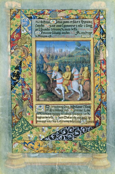 السيدة لات. QvI126 fol.28v جيش بني إسرائيل ، من كتاب ساعات لويس دورليانز ، 1490 بواسطة جان كولوم