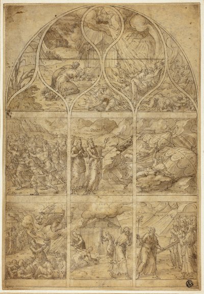 تصميم نافذة زجاج ملون بقصة هارون عليه السلام بواسطة جان كوزين الاصغر