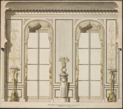 مشروع معماري لـ Grande Galerie بفندق de Madame de Mazarin في باريس (قلم وحبر و w - c على ورق) بواسطة جان ديموستين دوغورك