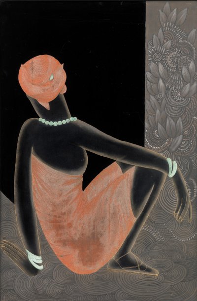 امرأة أفريقية ، 1928-1930 (الخشب المطلي والنحاس المؤكسد) بواسطة Jean Dunand