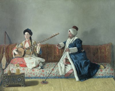 مسيو ليفيت و Mademoiselle Helene Glavany في أزياء تركية بواسطة جان اتيان ليوتارد
