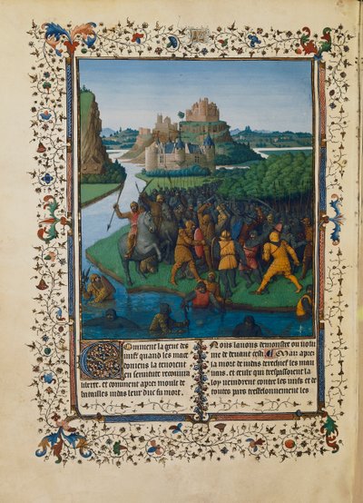 Battle of the Maccabees against Bacchides, miniature Ms fr 247 folio 270 بواسطة جان فوكيه