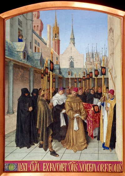 مشهد جنائزي مصغر في "" Les Heures d'Etienne Chevalier "لجين فوكيه (1420-1481) بواسطة جان فوكيه