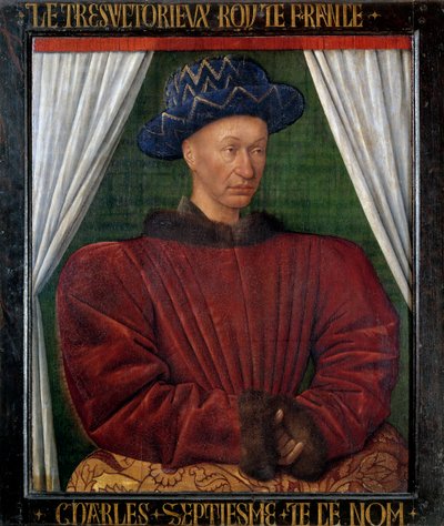 صورة لتشارلز السابع (1403-1461) ملك فرنسا. لوحة جان فوكيه (1420-1481) بواسطة جان فوكيه
