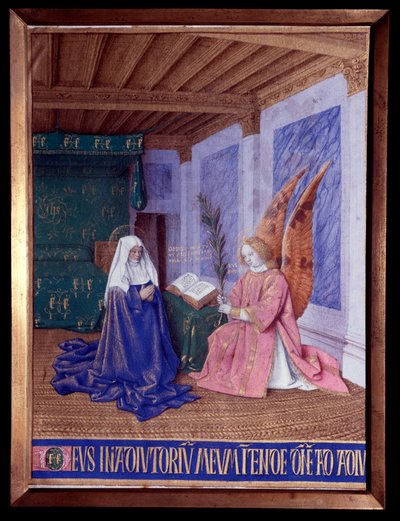 ساعات العذراء: منمنمة البشارة الثانية في "ساعات إتيان شوفالييه" لجان فوكيه (1420-1481) بواسطة جان فوكيه