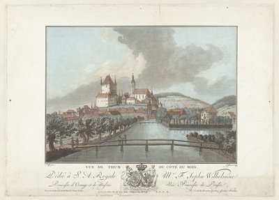 Gezicht op Thun منظر ثون من الجانب الجنوبي (العنوان على الجسم) مناظر رائعة لجبال سويسرا (عنوان السلسلة) بواسطة كلود جوزيف فيرنيه
