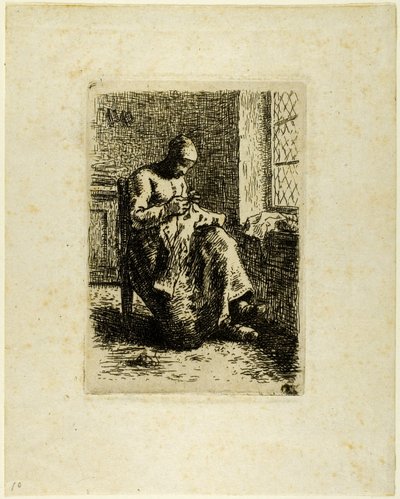 خياطة امراة بواسطة Jean-Francois Millet