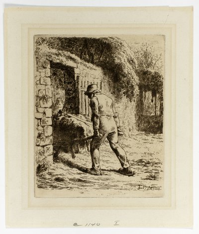 فلاح مع عربة يد بواسطة Jean-Francois Millet