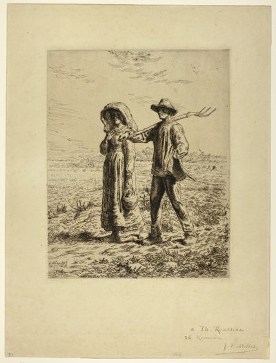 يذهب الفلاحون إلى العمل بواسطة Jean-Francois Millet