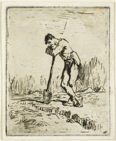 الرجل المتكئ على الأشياء بأسمائها الحقيقية بواسطة Jean-Francois Millet