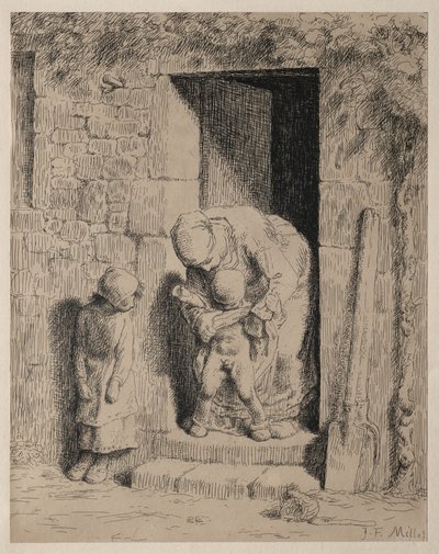 احتراز الأم بواسطة Jean-Francois Millet