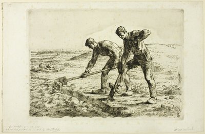 رجلين حفر بواسطة Jean-Francois Millet