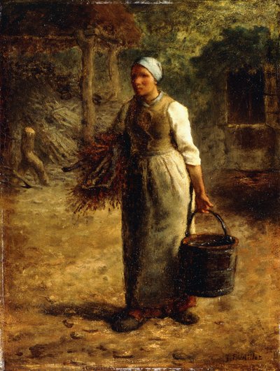 امرأة تحمل الحطب والسطل ، c.1858-60 بواسطة جان فرانسوا ميلت