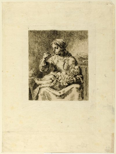 امرأة تطعم طفلها بواسطة Jean-Francois Millet