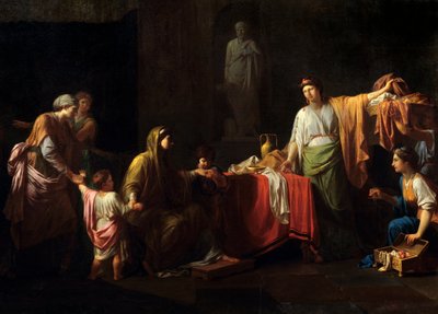 التفاصيل: أ (189 - 110 قبل الميلاد) ، والدة آل جراك - تيبيريوس يوليوس ألكسندر وشقيقه كايوس غراتشوس الملقب بـ Gracques ، رجال الدولة الرومان - لوحات جان فرانسوا بيرون (1744-1814) بواسطة جان فرانسوا بيير بيرون