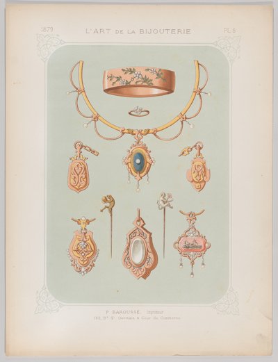 تصاميم مجوهرات من الذهب والذهب الوردي ، 1879. بواسطة جان فرانسوا باروس