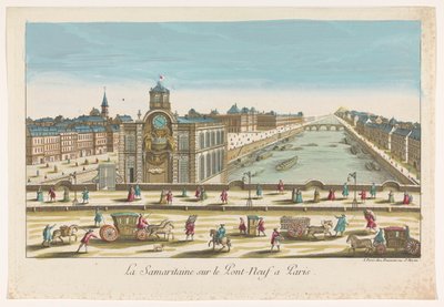 منظر لمضخة المياه Samaritaine على نهر Pont Neuf فوق نهر السين في باريس La Samaritaine sur le Pont-Neuf a Paris (العنوان على الكائن) بواسطة جان فرانسوا دومون