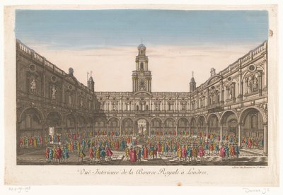 منظر داخلي لبورصة رويال في لندن Vuë interieure de la Bourse Royale à Londres (العنوان على الكائن) بواسطة جان فرانسوا دومون